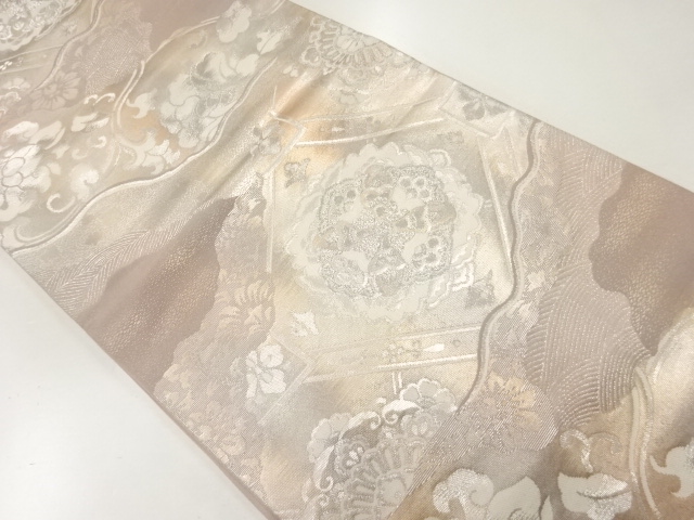 JAPANESE KIMONO / ANTIQUE FUKURO OBI / SILK / WOVEN FLOWER ARABESQUE